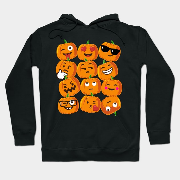 Pumpkin Emoji Faces T-Shirt Emoji Halloween Costume Hoodie by vo_maria